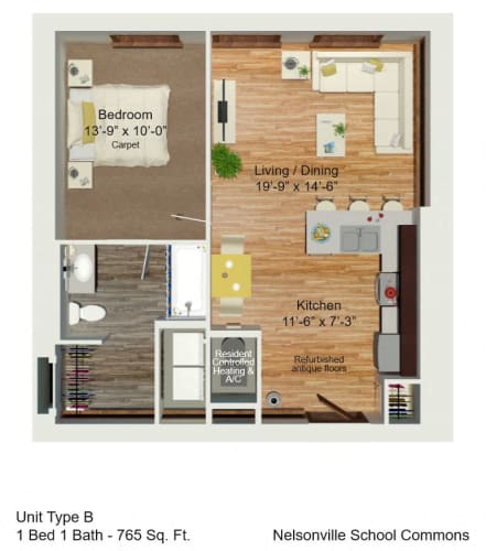 Floor Plan  1 Bedroom