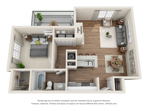 Floor Plan  The York - 1 Bed/1 Bath in Houston, TX