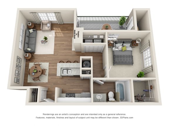 Floor Plan  The Essex - 1 Bed/1 Bath near the Energy Corridor