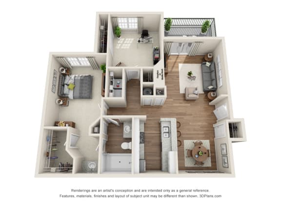 Floor Plan  The Yorkshire - 1 Bed/1 Bath near The Briar Forest