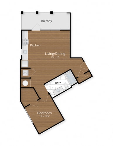 Floor Plan  One Bedroom One Bath Floor Plan at 1600 Pennsylvania Avenue SE, Washington, 20003