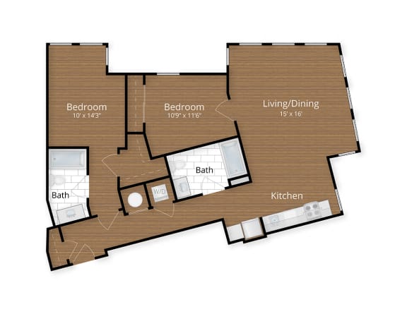 Floor Plan  Two Bathroom Floor Plan at 1600 Pennsylvania Avenue SE, Washington, DC, 20003