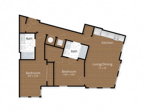 Floor Plan  Two Bathroom Floor Plan at 1600 Pennsylvania Avenue SE, Washington, 20003