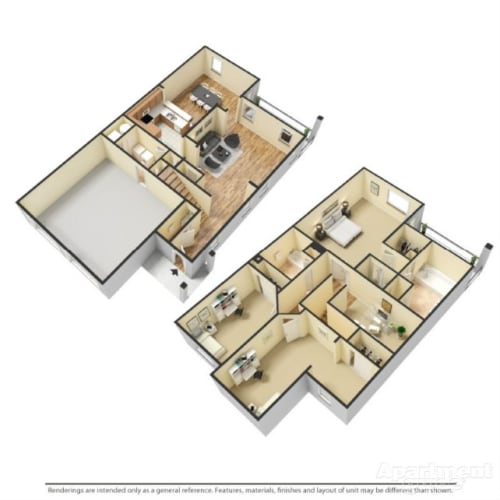Floor Plan  Three Bedroom Townhome