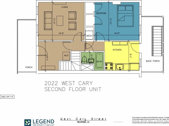 Floor Plan  The Row at Cary Place - 2022 W. Cary Street Upper Unit