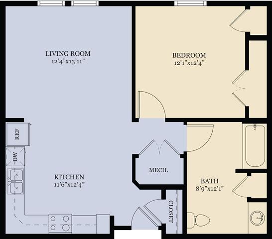 Floor Plan  1 Bedroom