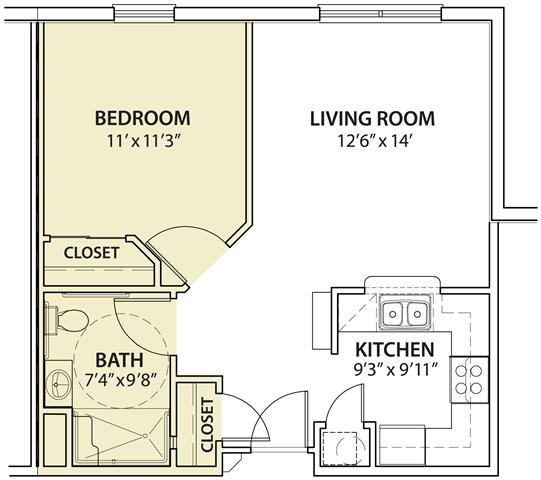 Floor Plan  1 Bedroom