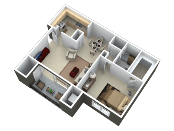 Floor Plan  One bedroom, one bath apartment