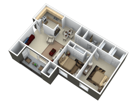Floor Plan  Two bedroom, one bath apartment