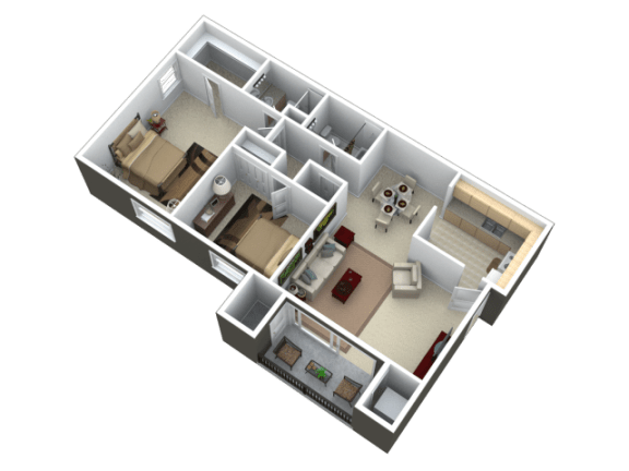 Floor Plan  Two bedroom, two bath apartment