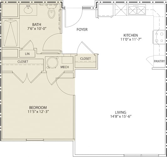 Floor Plan  One  Bedroom