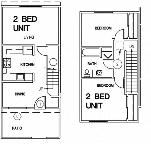 Floor Plan  2 Bedroom Townhome