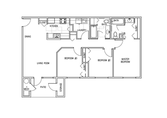 Floor Plan  3 Bedroom Units