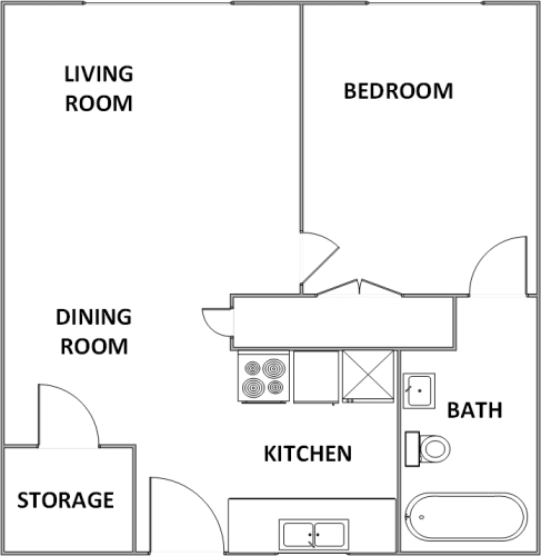 Floor Plan  One Bedroom