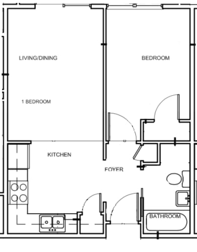 Floor Plan  One Bedroom