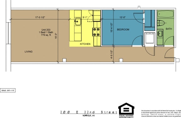 Floor Plan  The Brightleaf Building 203