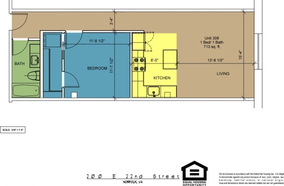 Floor Plan  The Brightleaf Building 308