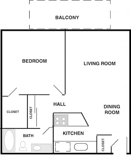 Floor Plan  1 bedroom, 1 bath