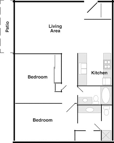 Floor Plan  2 bedroom, 2 bath