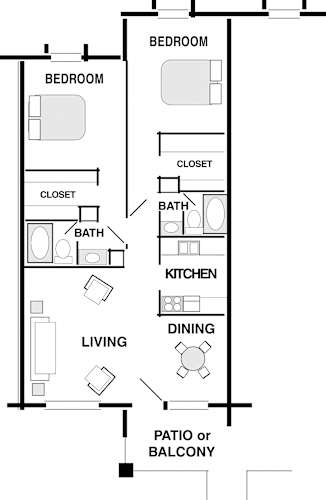Floor Plan  2 bedroom, 2 bath