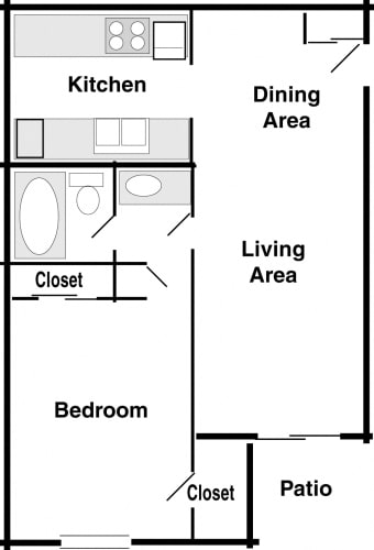 Floor Plan  1 bedroom, 1 bath
