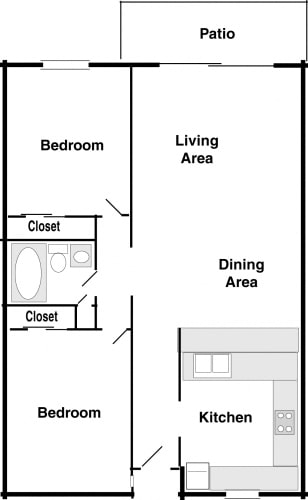 Floor Plan  2 bedroom, 1 bath