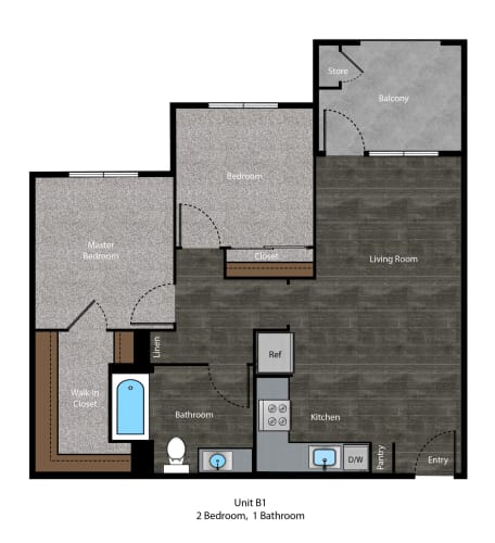 Floor Plan  Springville Seniors 2 Bedroom, 820 sq ft, with balcony Floor plan