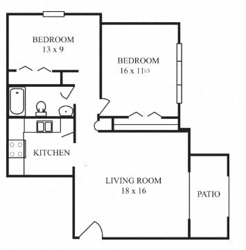 Floor Plan  2 Bedroom Garden-style