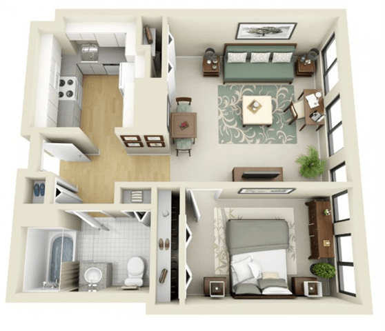 Floor Plan  One Bedroom, Plan C
