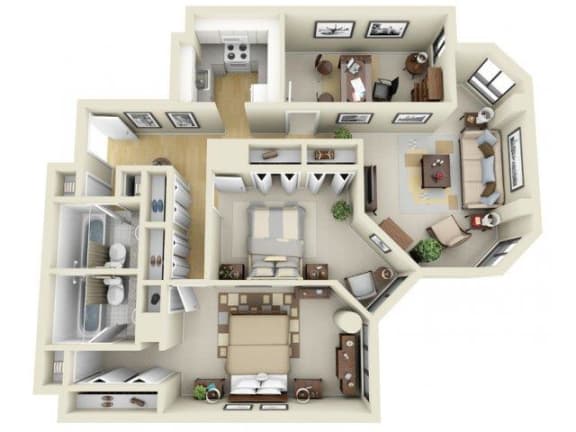 Floor Plan  2 Bedroom With Flex Space