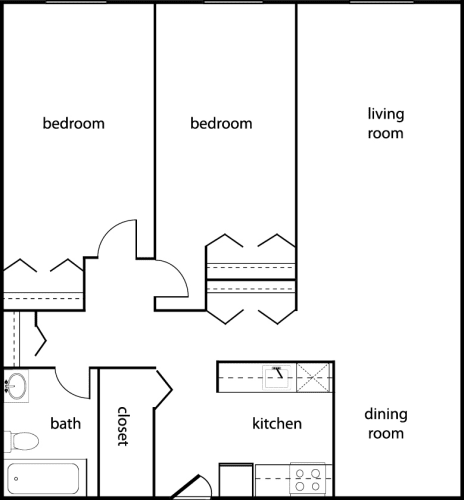 Floor Plan  Two-Bedroom
