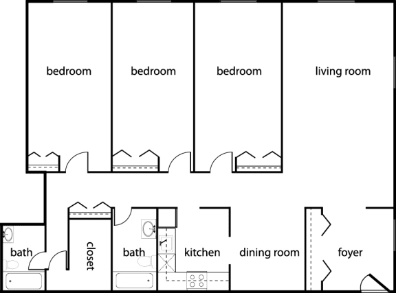 Floor Plan  Three-Bedroom