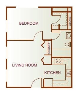 Floor Plan  One Bedroom Corner (Elevator Building)