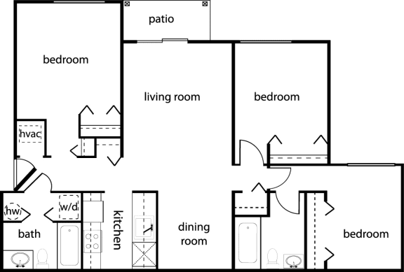 Floor Plan  Three-Bedroom