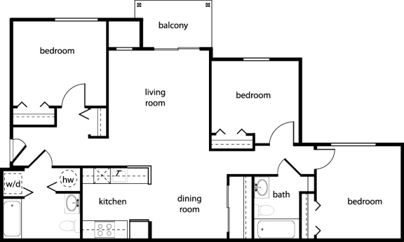 Floor Plan  Three-Bedroom