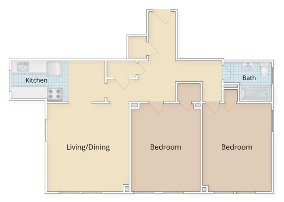 Floor Plan  Two Bedroom One Bath Floor Plan at 4115 Wisconsin, Washington, DC