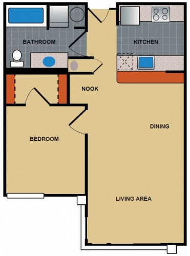 Floor Plan  One Bedroom + Nook + Extra Storage + Walk-In Closet
