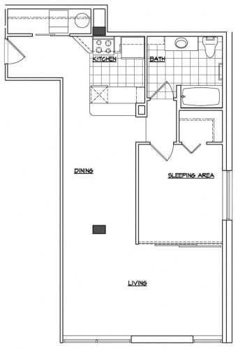 Floor Plan  One Bedroom + Extra Storage + Walk-In Closet