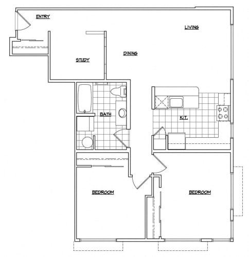 Floor Plan  Helix 2 Bedroom 1 Bath