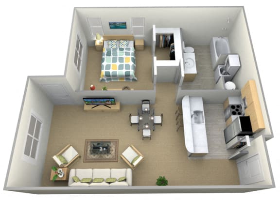 Floor Plan  Helix 1 Bedroom + Walk-In Closet