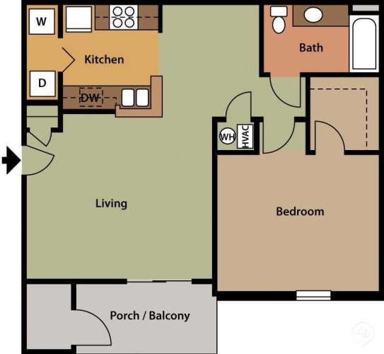 Floor Plan  1BR-1BA Grande Floor Plan - Studio Apartment Floor Plan - Forest Trail Apartment Homes Northport, AL