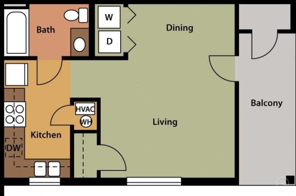Floor Plan  Studio Floor Plan - Studio Apartment Floor Plan - Forest Trail Apartment Homes Northport, AL