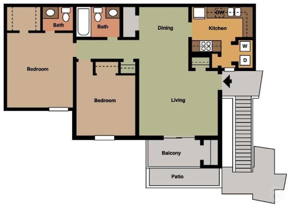 Floor Plan  2Bed - 1.5Bath