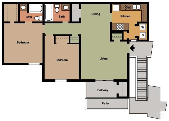 Floor Plan  2Bed - 2Bath