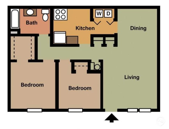 Floor Plan  2Bed - 1Bath