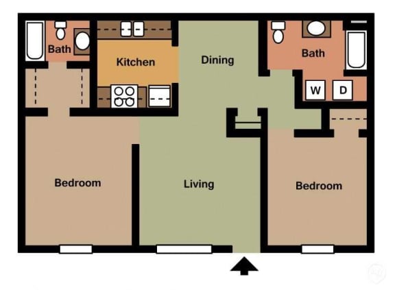 Floor Plan  2Bed - 2Bath
