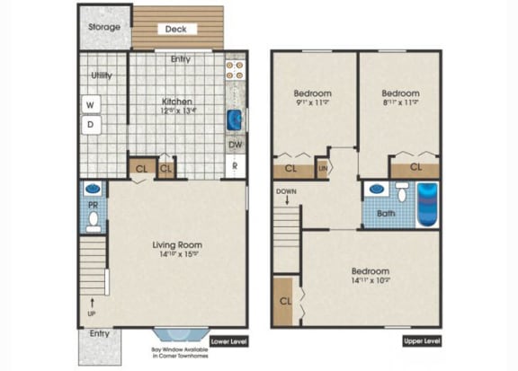 Floor Plan  three bedroom townhouse for rent in White Marsh