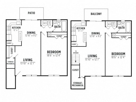 Floor Plan  1 bedroom, 1 bath B