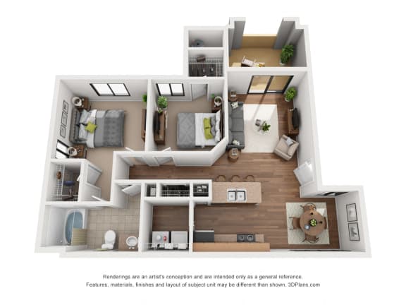 Floor Plan  The Sorrento | 2 Bedroom 1 Bathroom 85323 Apartments | 964 sq. ft.