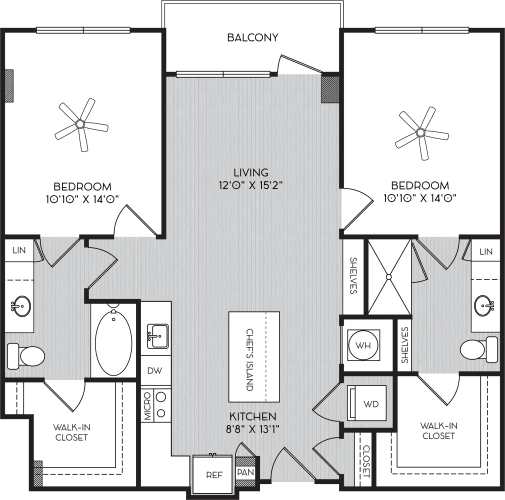 Floor Plan  B4 Two Bedroom Floor Plan with Balcony at Apartments in Vinings